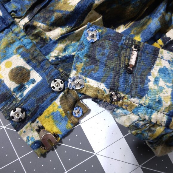 Artsy Abstract Midi Skirt XS Small Blue Mod Pleated Handmade High Waist - Picture 7 of 9